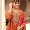 Kids Anarkali Gown Set with Dupatta – Embroidered Silk Ethnic Wear for Girls