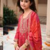 Kids Anarkali Gown Set with Dupatta – Embroidered Silk Ethnic Wear for Girls