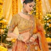 Mustard Orange Chaniya Choli for Haldi – Heavy Embroidered Bridal Lehenga Set