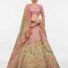 Pastel Pink Designer Chaniya Choli for Women – Heavy Embroidered Wedding & Mehendi Lehenga Set