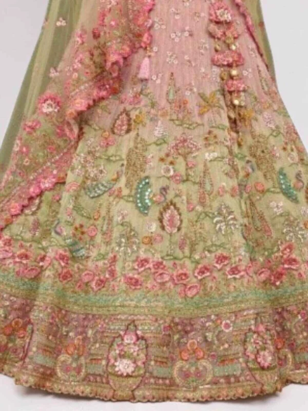 Pastel Pink Designer Chaniya Choli for Women – Heavy Embroidered Wedding & Mehendi Lehenga Set