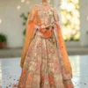 beige peach designer chaniya choli front view