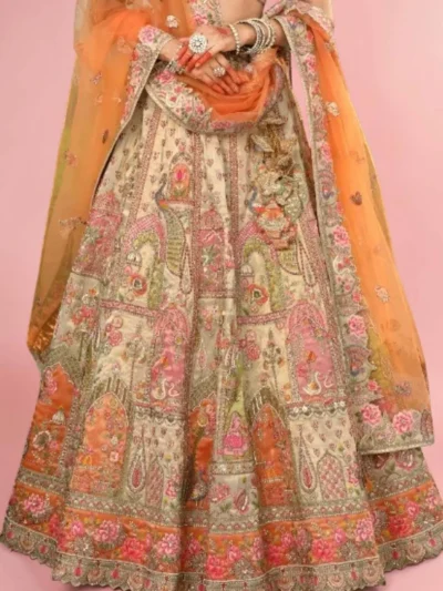 heavy embroidery bridal lehenga india