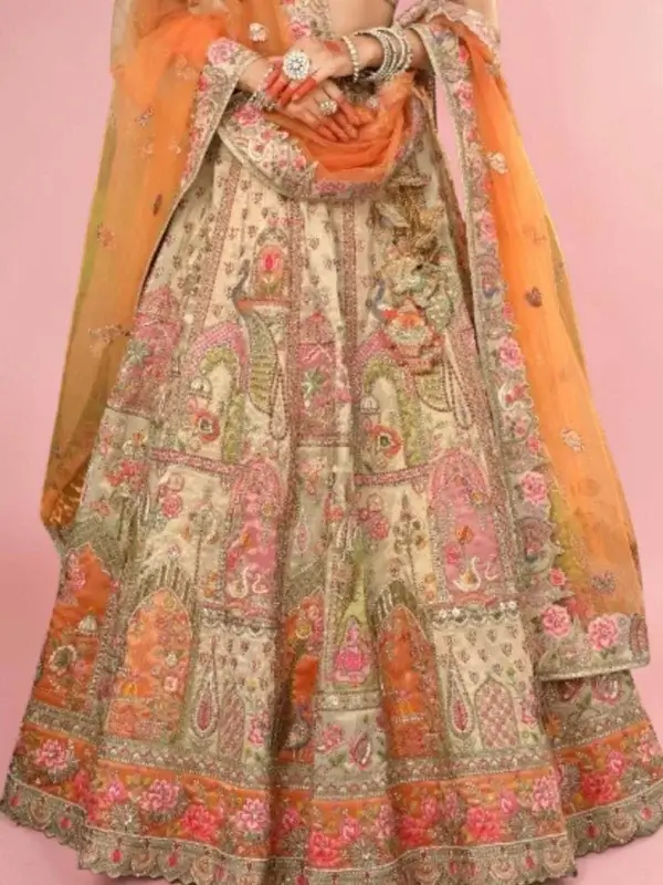heavy embroidery bridal lehenga india