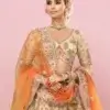 embroidered wedding lehenga beige peach color