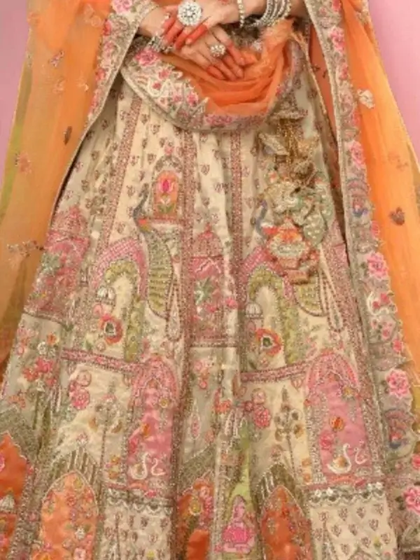 heavy embroidery bridal lehenga india