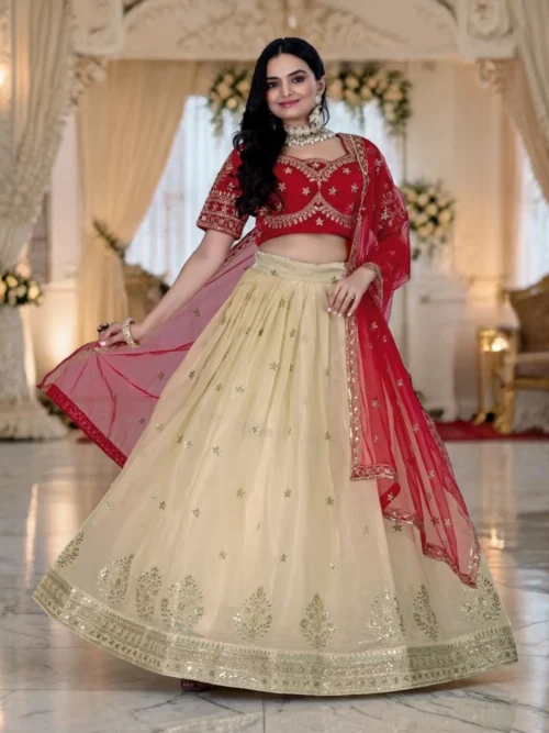 red lehenga choli set for women wedding wear
