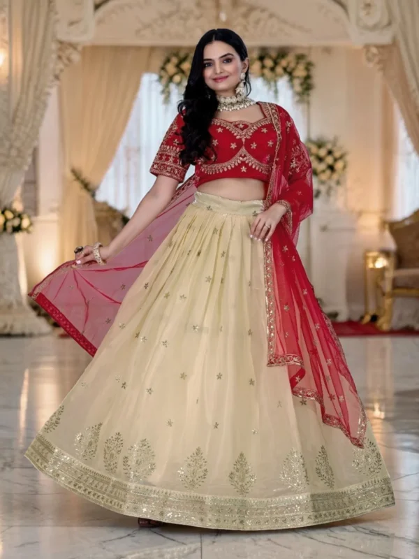 red lehenga choli set for women wedding wear