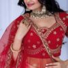 Red Lehenga Choli Set for Women – 3 Piece Embroidered Wedding Lehenga with Dupatta