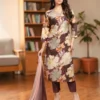 Floral Chanderi Kurti Pant Set with Dupatta