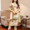 floral chanderi kurti pant set with dupatta front view