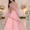 Pink Ruffle Lehenga Choli Set for Women – Stylish 3 Piece Wedding & Party Wear Outfit