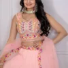 Pink Ruffle Lehenga Choli Set for Women – Stylish 3 Piece Wedding & Party Wear Outfit