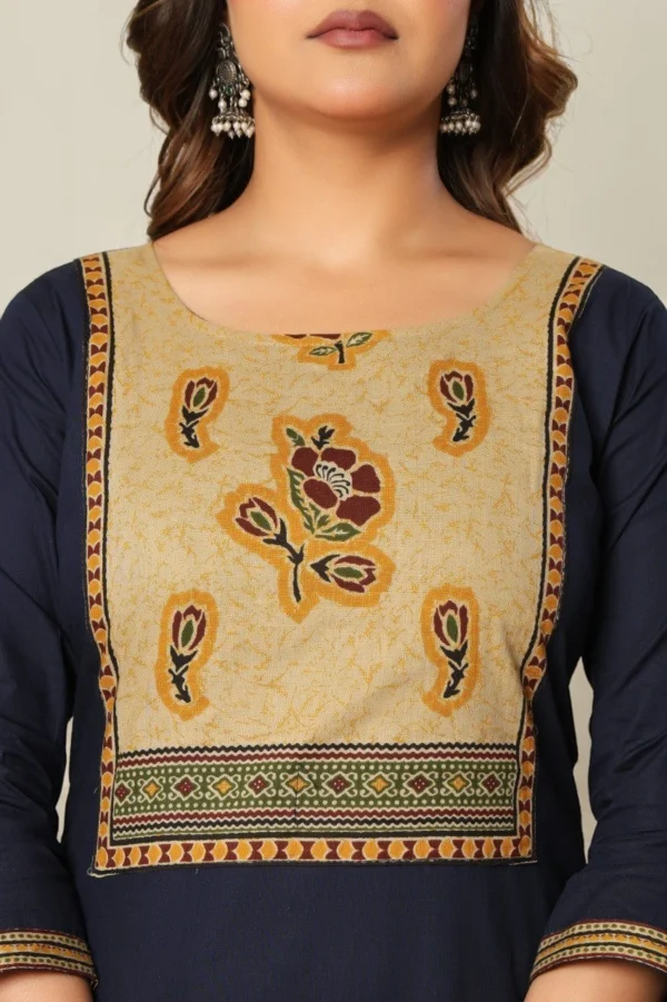mustard cotton kurti pant set with dupatta design