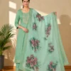 NZ-LR-COTS-GEMINI-MG-3 Mint Green Embroidered Kurta Pant Dupatta Set for Women