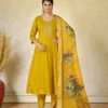 NZ-LR-COTS-GEMINI-MY mustard yellow embroidered kurta pant dupatta set for women