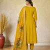 NZ-LR-COTS-GEMINI-MY-3 Mustard Yellow Embroidered Kurta Pant Dupatta Set for Women