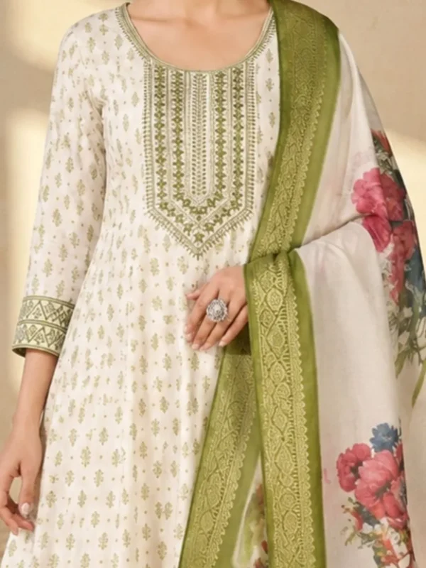 NZ-LR-COTS-GEMINI-OW-1 Off White Floral Kurta Pant Dupatta Set for Women
