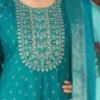 Teal Blue Embroidered Kurta Pant Dupatta Set for Women