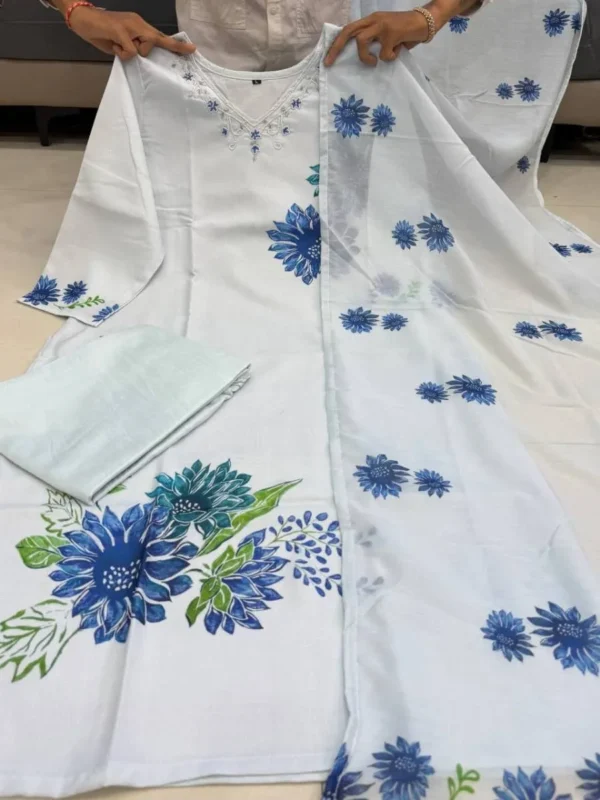 Ice Blue Pure Lilan Suit Set for Women