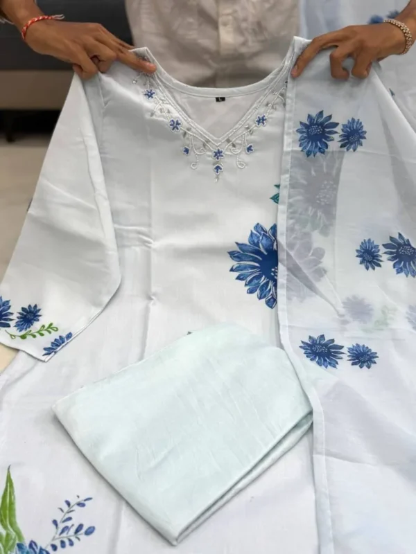 Ice Blue Pure Lilan Suit Set for Women