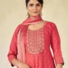 NZ-LR-FKURS-GEMINI-CP-1 Coral Pink Embroidered Kurta Pant Dupatta Set for Women