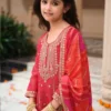 Kids Anarkali Gown Set with Dupatta – Embroidered Silk Ethnic Wear for Girls