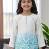 NZ-LR-KPS-LFH OC DN 249-AB-1 Designer Aqua Blue and Off White Embroidered Girls Palazzo Set with Dupatta