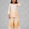 NZ-LR-KPS-LFH OC DN 249-CW Cream and off white embroidered girls palazzo set with dupatta