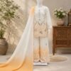 NZ-LR-KPS-LFH OC DN 249-CW-2 Cream and Off White Embroidered Girls Palazzo Set with Dupatta