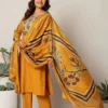 mustard dhabu cotton kurti pant set with dupatta