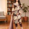 Floral Chanderi Kurti Pant Set with Dupatta