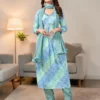 NZ-RO-PKURS-RO13945 floral printed kurti pant set with dupatta front view, floral kurti set full outfit women