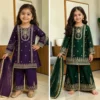 NZ-RO-KPS-RO14752 Royal Purple Embroidered Girls Palazzo Set with Dupatta