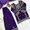 NZ-RO-KPS-RO14753-RP-4 Royal Purple Embroidered Girls Palazzo Set with Dupatta