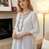 Off White Embroidered Farshi Palazzo Suit Set with Dupatta