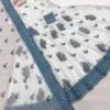 Off White Embroidered Georgette Gown Suit Set with Blue Organza Dupatta