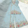 Sky Blue Embroidered Mal Chanderi Sharara Suit Set with Dupatta