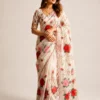 Floral Printed Tebby Silk Saree with Katdana Handwork