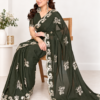 Star Georgette Silk Saree with sequin embroidery work and matching blouse - RO19246