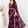Star Georgette Silk Saree with sequin embroidery work and matching blouse - RO19246