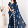 Star Georgette Silk Saree with sequin embroidery work and matching blouse - RO19246